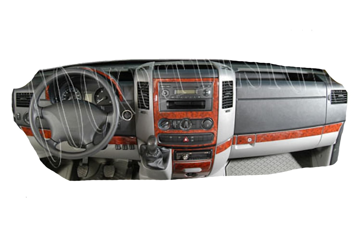 AUTOKLEIDUNG® Cockpit Dekor kompatibel mit Mercedes Sprinter/Volt/Crafter ab Baujahr 04/2006 18 Teile | 3D Aluminium Optik von Autokleidung