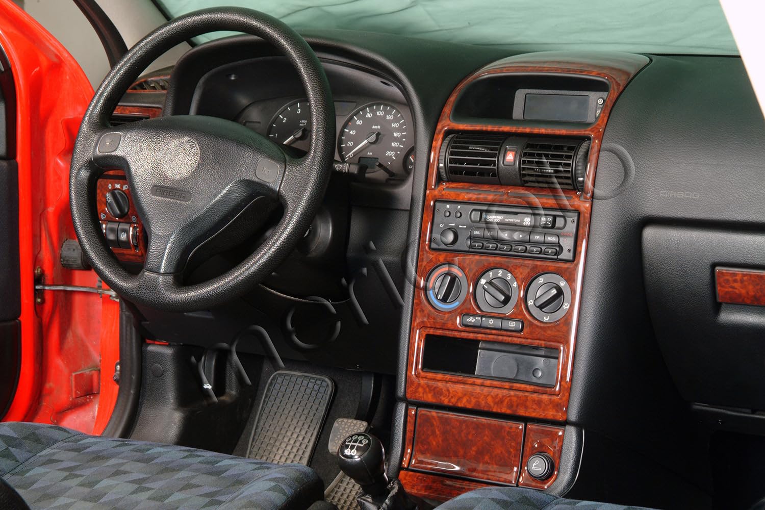 AUTOKLEIDUNG® Cockpit Dekor kompatibel mit Opel Astra G Baujahr 03/1998-12/2003 16 Teile | 3D Carbon Dark Optik von Autokleidung