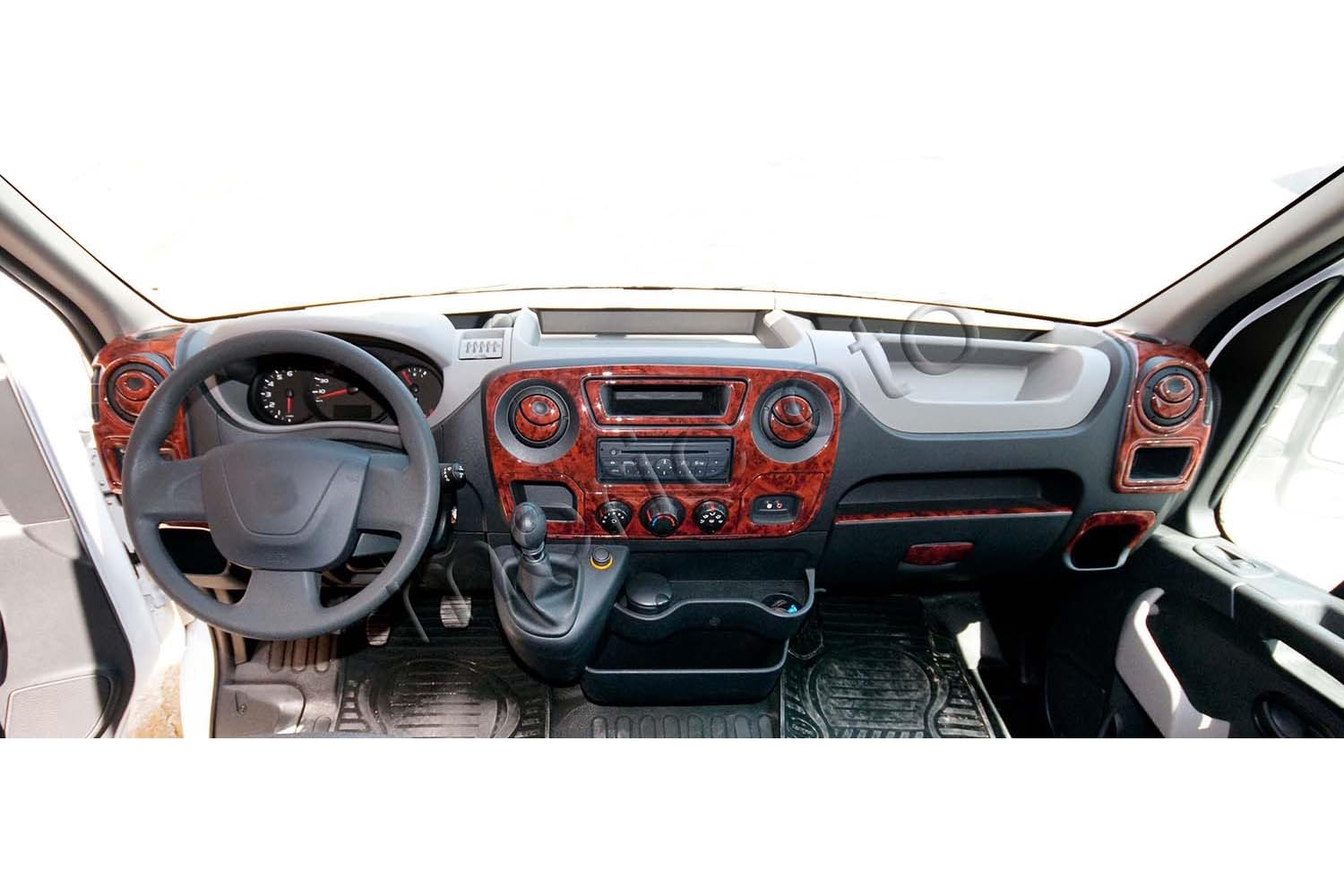 AUTOKLEIDUNG® Cockpit Dekor kompatibel mit Renault Master ab Baujahr 01/2010 23 Teile | 3D Wurzelholz Optik von Autokleidung