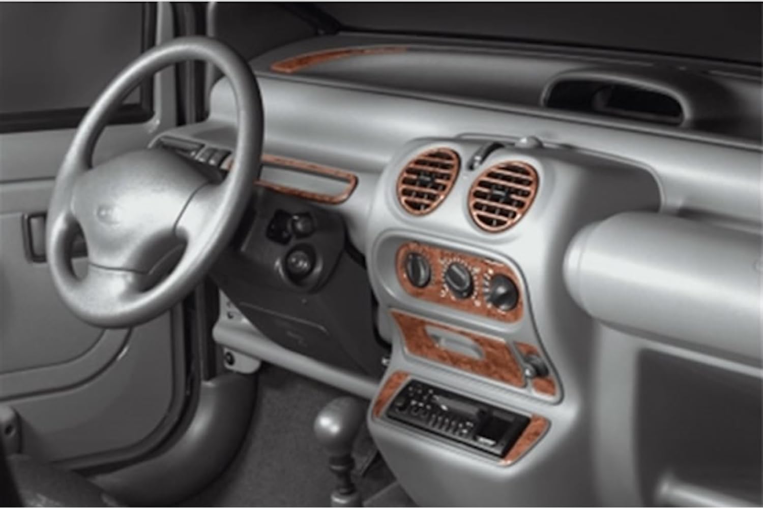 AUTOKLEIDUNG® Cockpit Dekor kompatibel mit Renault Twingo Baujahr 09/1998-07/2004 12 Teile | 3D Titan Optik von Autokleidung