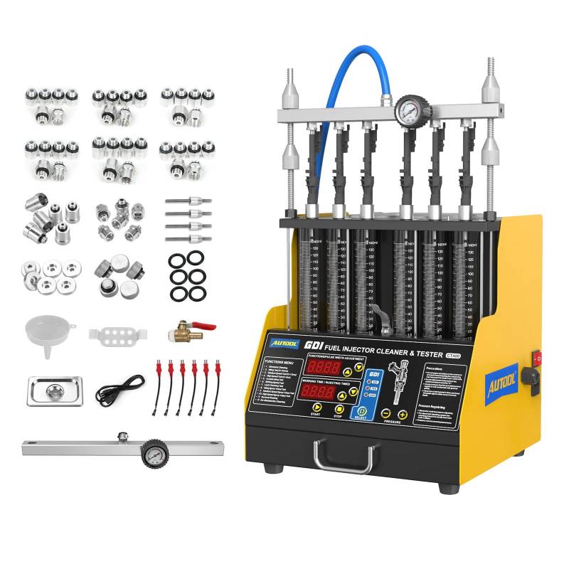AUTOOL CT400 GDI Auto Ultraschall Injektor Reinigungsmaschine, Benzin Kraftstoffinjektor Tester mit 6 Zylindern für Verschiedene Kraftstoffinjektoren von AUTOOL