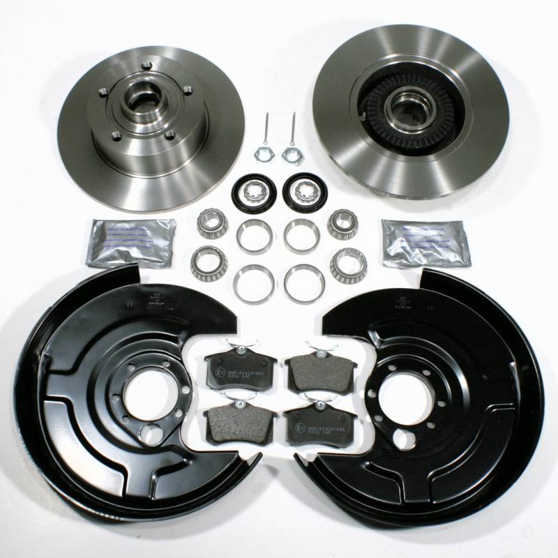 Bremsscheiben mit ABS Ringen/Bremsen + Bremsbeläge + Radlager + Spritzbleche für hinten/die Hinterachse von Autoparts-Online