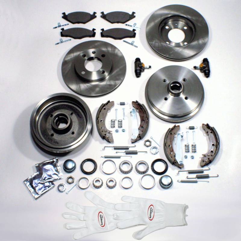 Autoparts-Online Set 60002235 Bremsscheiben + Beläge vorne + Bremstrommeln + Backen Radlager Zubehör hinten von Autoparts-Online