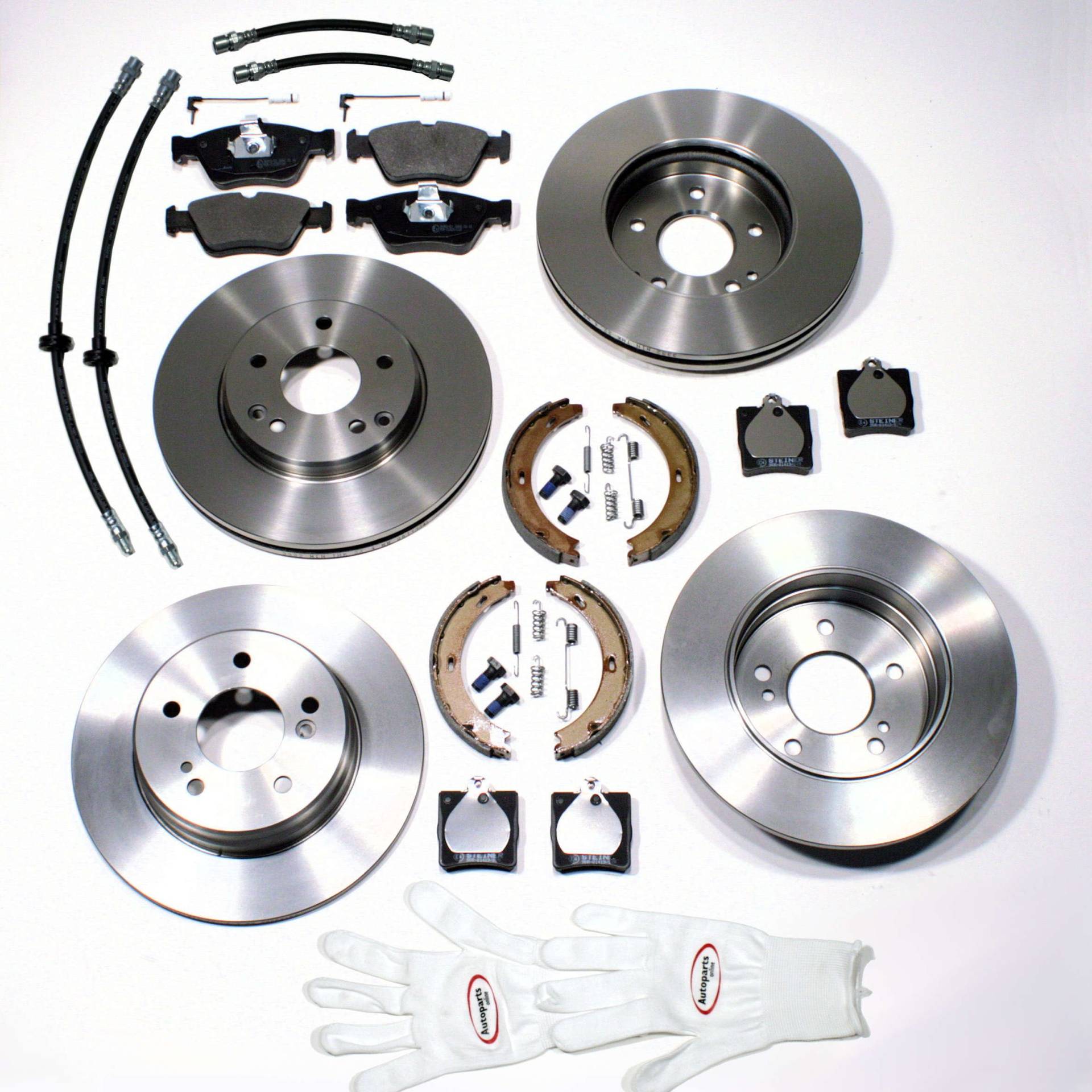 Autoparts-Online Set 60003351 Bremsscheiben/Bremsen set vorne + hinten + Sensoren + Handbremsbacken + Zubehör + Bremsschläuche vorne + hinten Autoparts-Online Set 60003351 Bremsscheiben/Bremsen set vorne + hinten + Sensoren + Handbremsbacken + Zubehör + Bremsschläuche vorne + hinten von Autoparts-Online