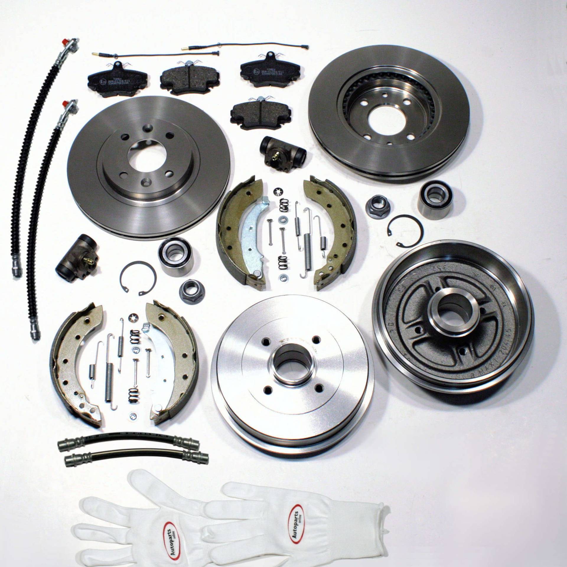 Autoparts-Online Set 60003435 Bremsscheiben belüftet + Bremsbeläge vorne + Bremstrommeln + Bremsbacken + Radlager + Radbremszylinder + Zubehör hinten + Bremsschläuche vorne + hinten Autoparts-Online Set 60003435 Bremsscheiben belüftet + Bremsbeläge vorne + Bremstrommeln + Bremsbacken + Radlager + Radbremszylinder + Zubehör hinten + Bremsschläuche vorne + hinten von Autoparts-Online