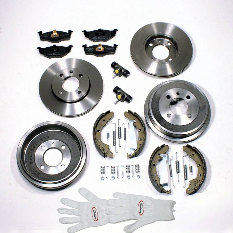 Autoparts-Online Set 60003527 Bremsscheiben/Bremsen Set vorne + Bremstrommel + Zubehör hinten von Autoparts-Online