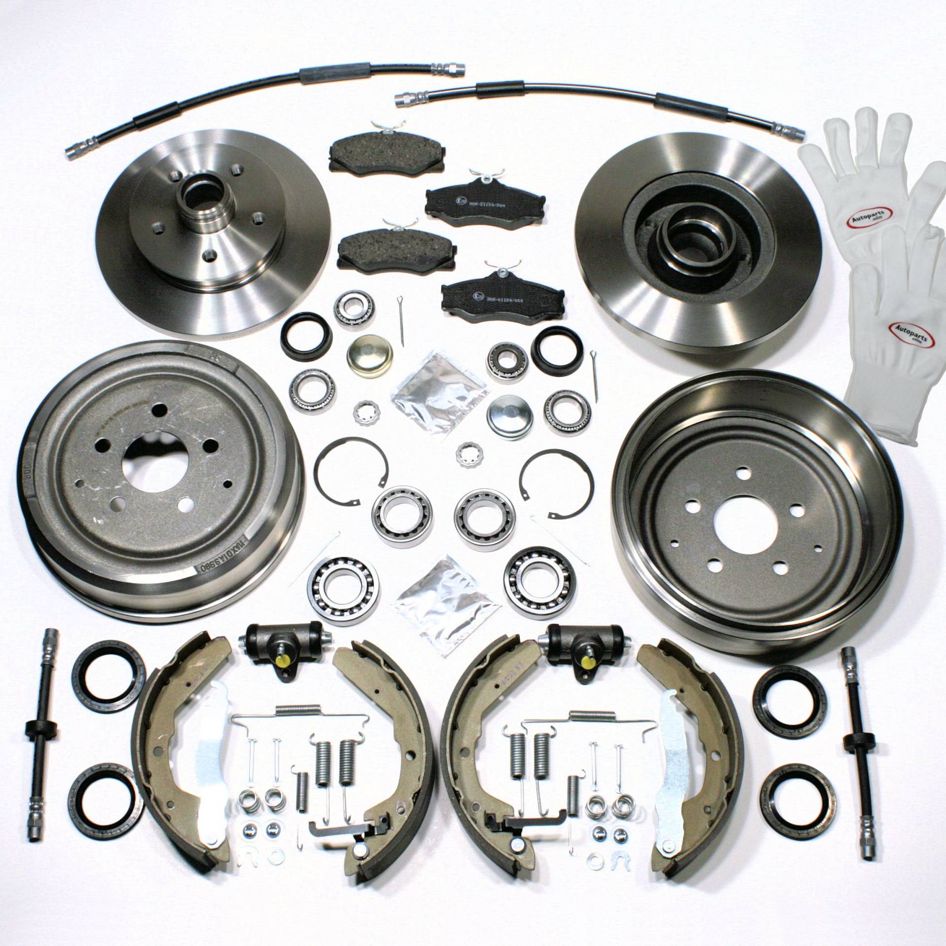 Autoparts-Online Set 60006897 Bremsen komplett Set + Radlager + Bremsschläuche vorne + hinten von Autoparts-Online