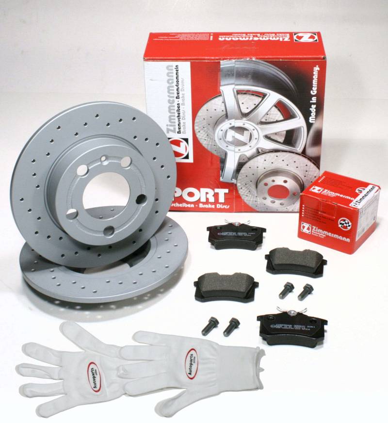 Autoparts-Online Set 60008861 Zimmermann Sport Bremsscheiben COAT Z gelocht/Bremsen + Bremsbeläge hinten von Autoparts-Online