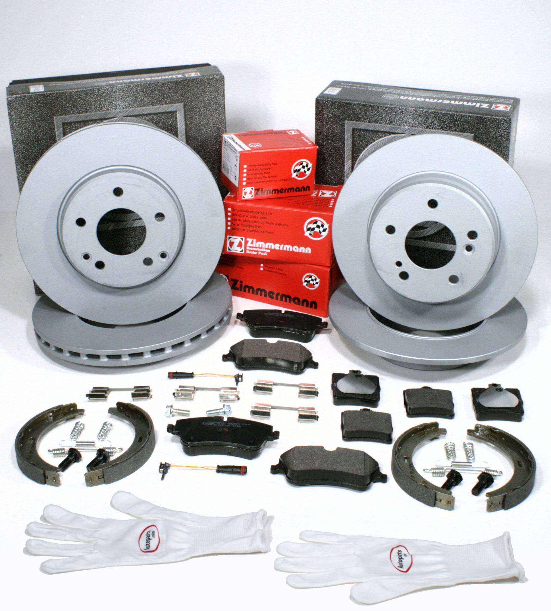 Autoparts-Online Set 60010545 Zimmermann Bremsscheiben Coat Z + Bremsbeläge Sensoren + Handbremsbacken Zubehör für vorne + hinten Autoparts-Online Set 60010545 Zimmermann Bremsscheiben Coat Z + Bremsbeläge Sensoren + Handbremsbacken Zubehör für vorne + hinten von Autoparts-Online