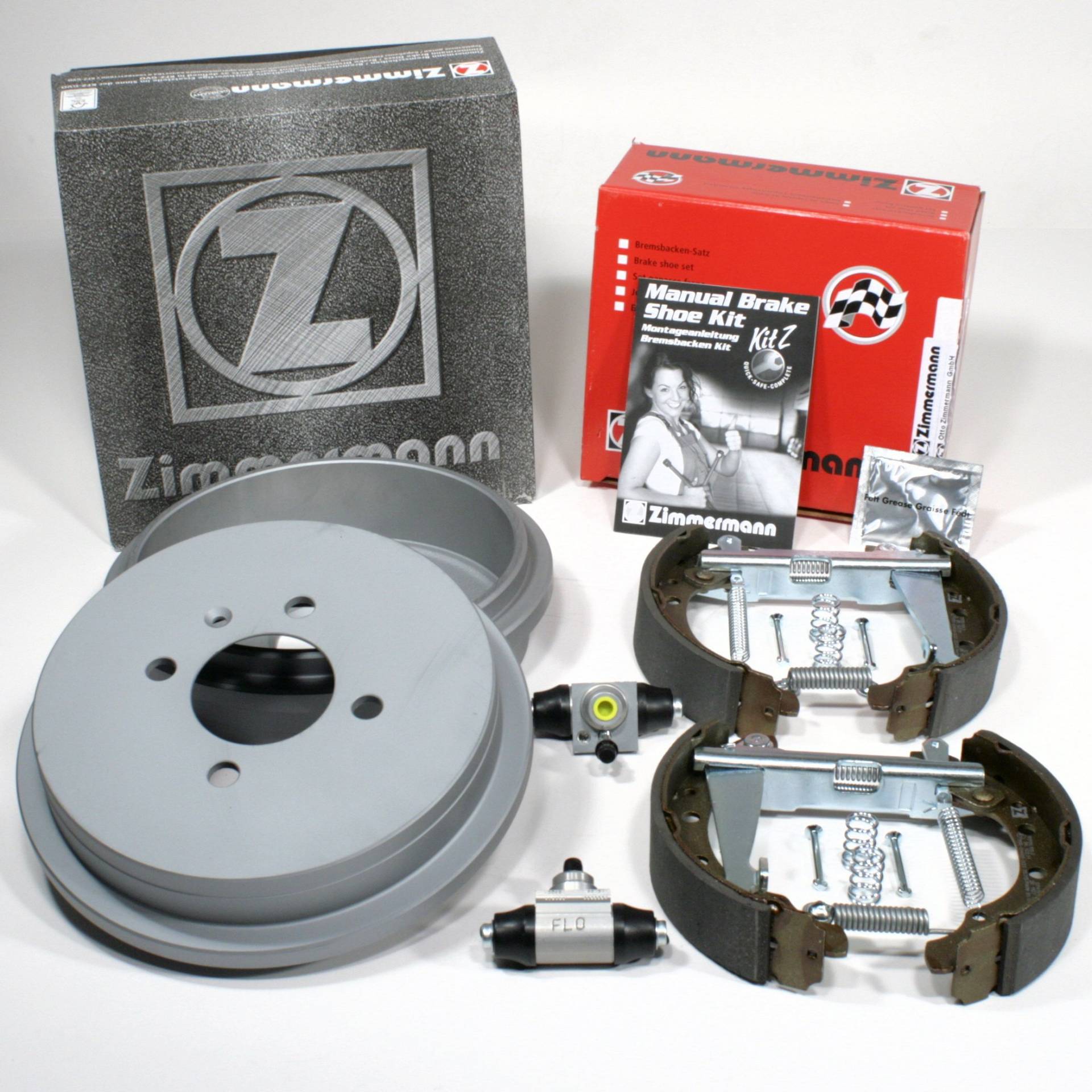 Zimmermann Bremstrommeln Coat Z + Bremsbacken Kit Z vormontiert/einbaufertig + Radbremszylinder für hinten/für die Hinterachse von Autoparts-Online