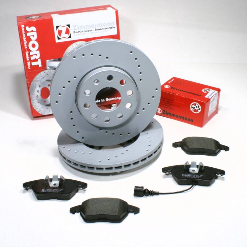 Zimmermann Sport Bremsscheiben Ø 288 mm Coat Z gelocht / 1ZC Bremsen + Bremsbeläge für vorne von Autoparts-Online