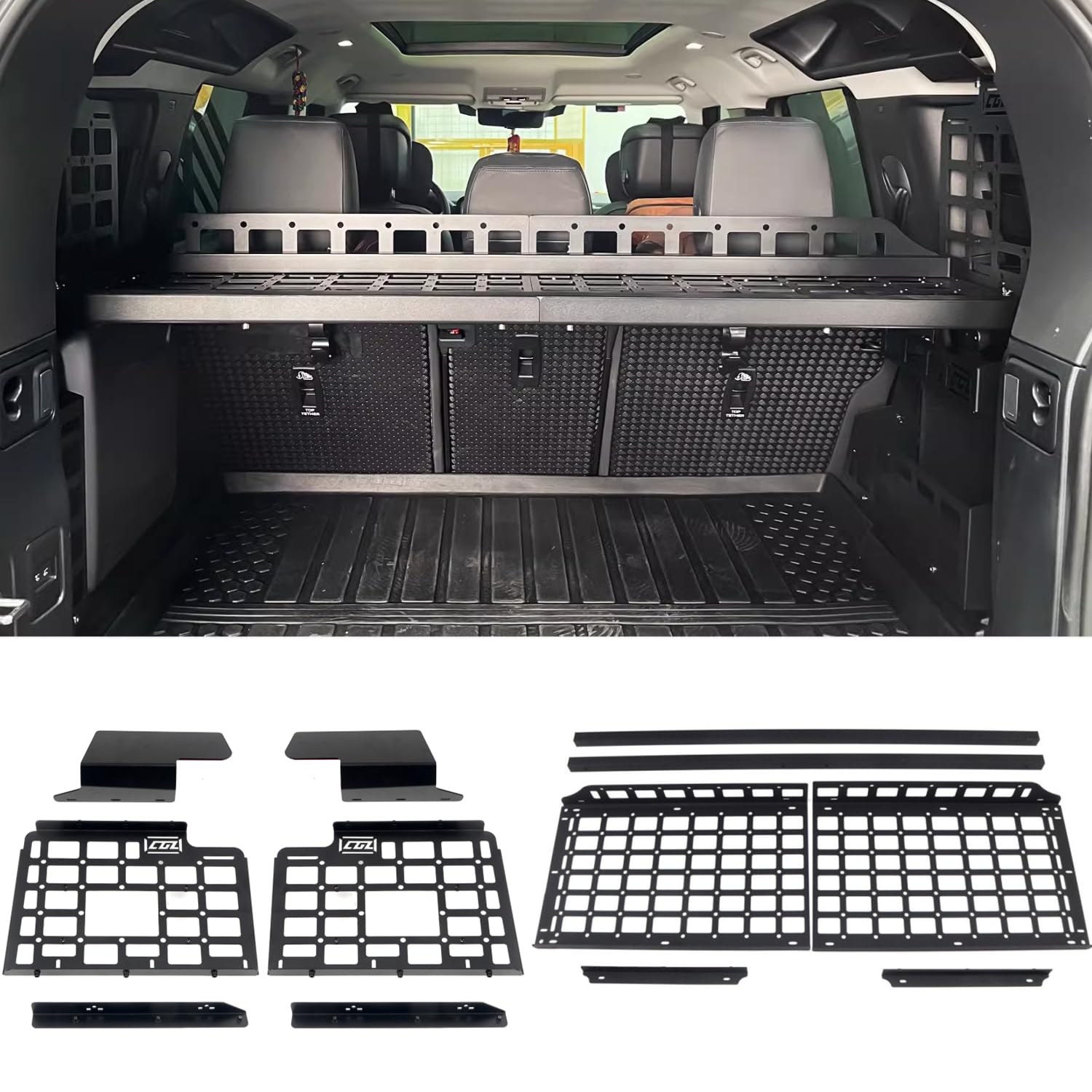 Autophoton Hintere Kofferraumablage Ablagetafeln Gepäckablagen Racks für Defender 110 2020 2021 2022 2023 (Seitenverkleidungen & Kofferraumablage) von Autophoton