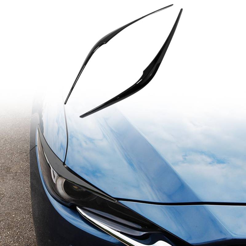 Autophoton für CX-5 KF 2017-2024 Frontscheinwerfer Augenbrauen-Dekorblende Glänzend Schwarz ABS-Kunststoff, 2 Stück von Autophoton