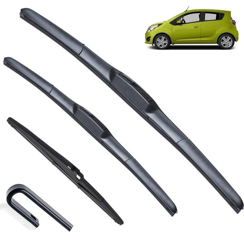 Autopixl 3-teiliges Scheibenwischer-Set für vorne und hinten, kompatibel mit Chevrolet Spark M300 2009–2015, 21"+16"+12" Windschutzscheibe, Fenster von Autopixl