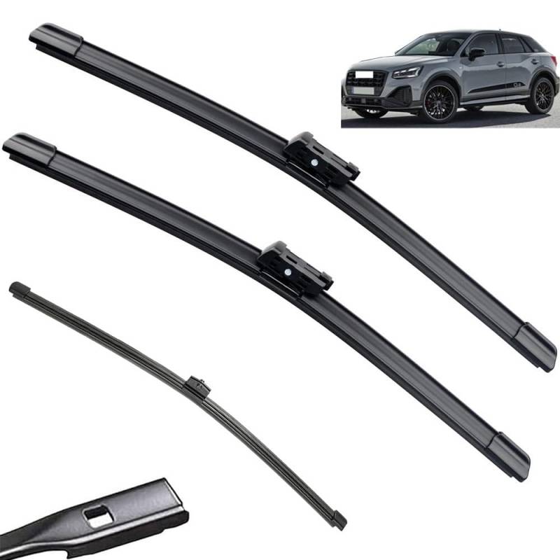 Scheibenwischer-Set for vorne und hinten, kompatibel mit Audi Q2 2016–2023, Windschutzscheibe, Windschutzscheibe, Fenster, Regenbürsten, 24 Zoll + 19 Zoll + 13 Zoll von Autopixl