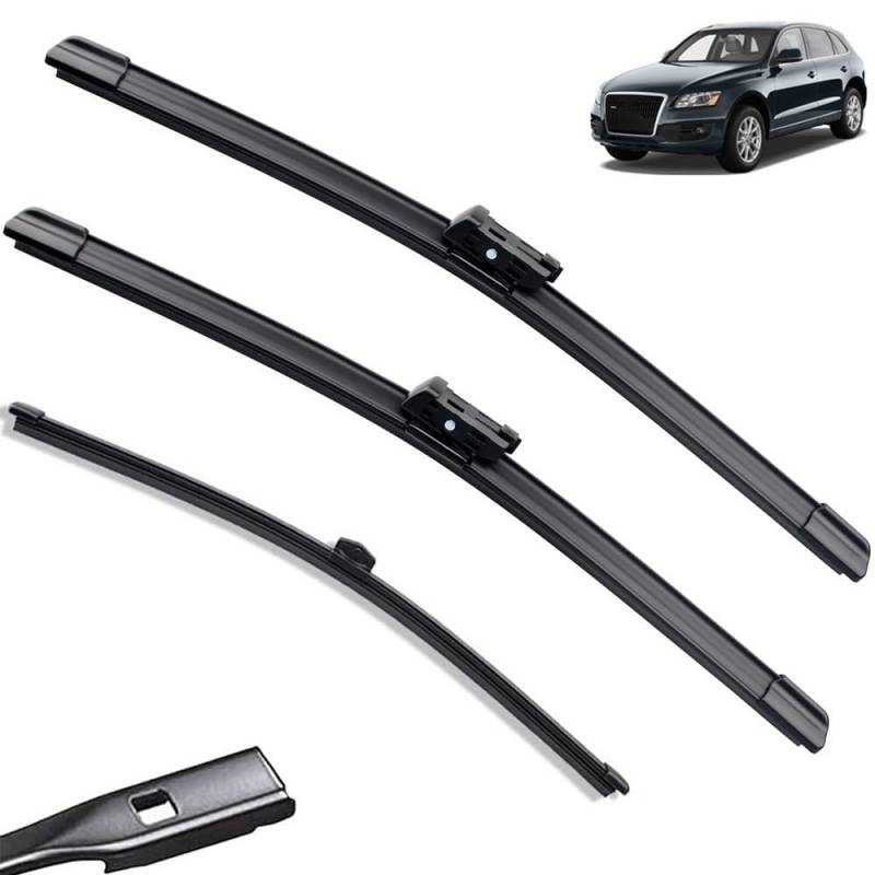 Scheibenwischer-Set for vorne und hinten, kompatibel mit Audi Q5 2008–2017, Windschutzscheibe, Windschutzscheibe, Fenster, Auto, Regenbürste, 24 Zoll + 20 Zoll + 13 Zoll von Autopixl