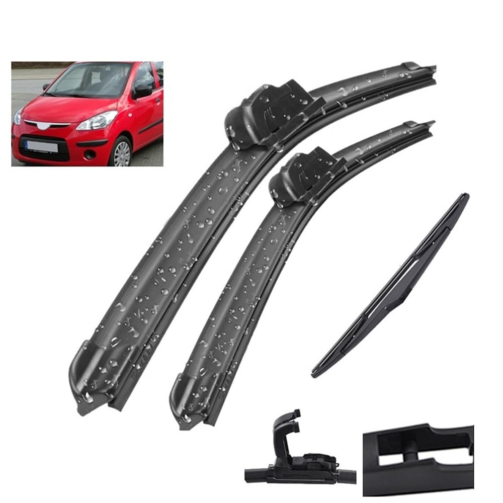 Scheibenwischer vorne und hinten, Set, kompatibel mit Hyundai I10 MK 1 2007–2013, Windschutzscheibe, Windschutzscheibe, Fensterbürsten, 22 Zoll, 16 Zoll, 12 Zoll von Autopixl