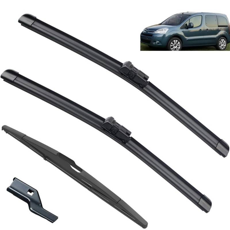 Autopixl Scheibenwischer vorne und hinten, kompatibel mit Citroen Berlingo B9 2008–2017, Windschutzscheibe, Fenster, 26 Zoll + 16 Zoll + 14 Zoll von Autopixl