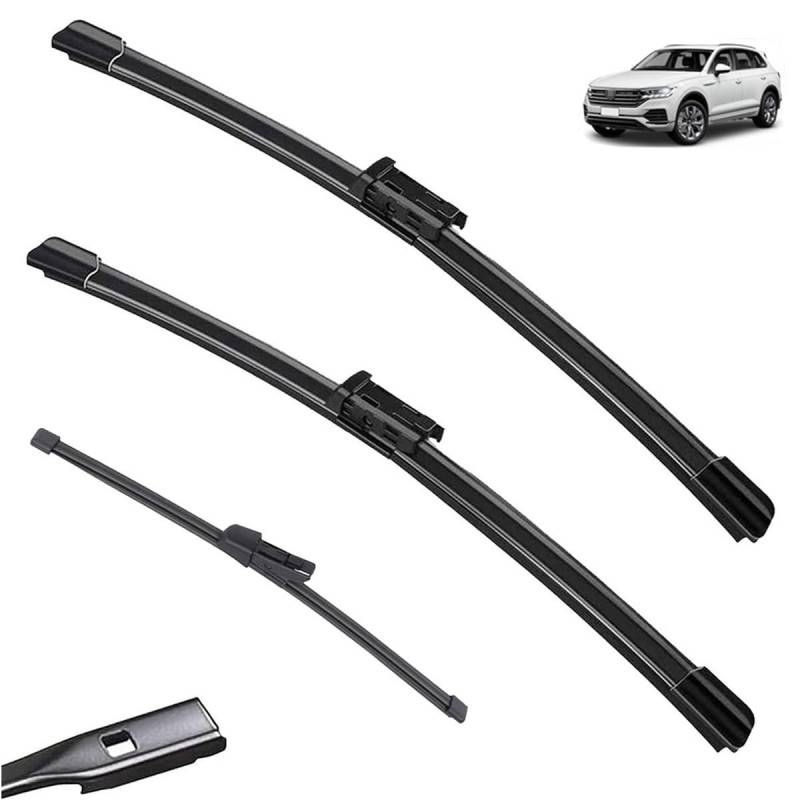 Wischerblätter kompatibel mit VW Touareg CR 2018 2019 2020 2021 2022 2023 CR7 Scheibenwischer vorne und hinten, Windschutzscheiben-Zubehör (Color : Front Rear, Size : RHD) von Autopixl