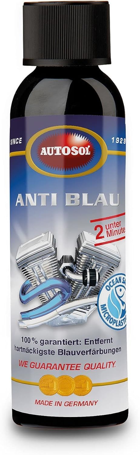 Autosol 01 D01290 Anti Blau entfernt Blau- und Braunverfärbungen an Edelstahl Auspuffanlagen, 150 ml Schwarz von Autosol