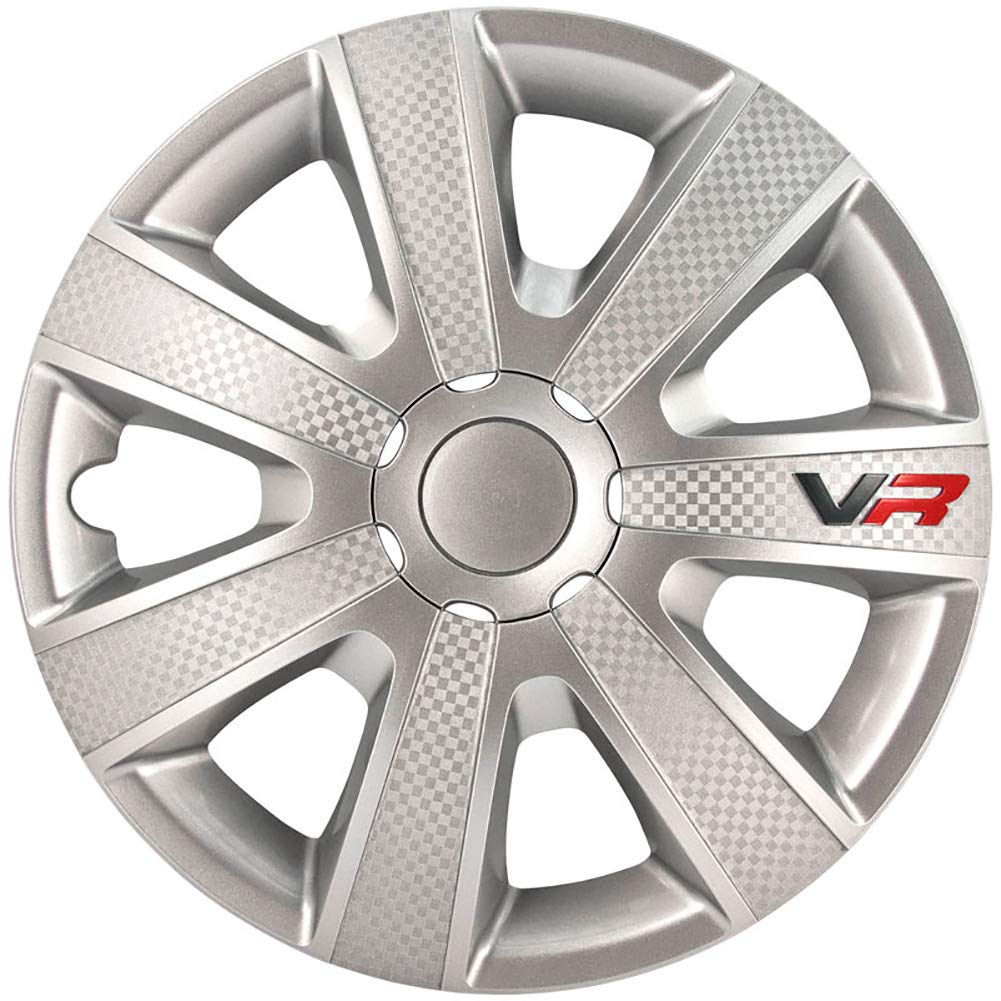 AUTO-STYLE Satz Radzierblenden VR 13-Zoll Silber/Karbon-Look/Logo von AUTO-STYLE