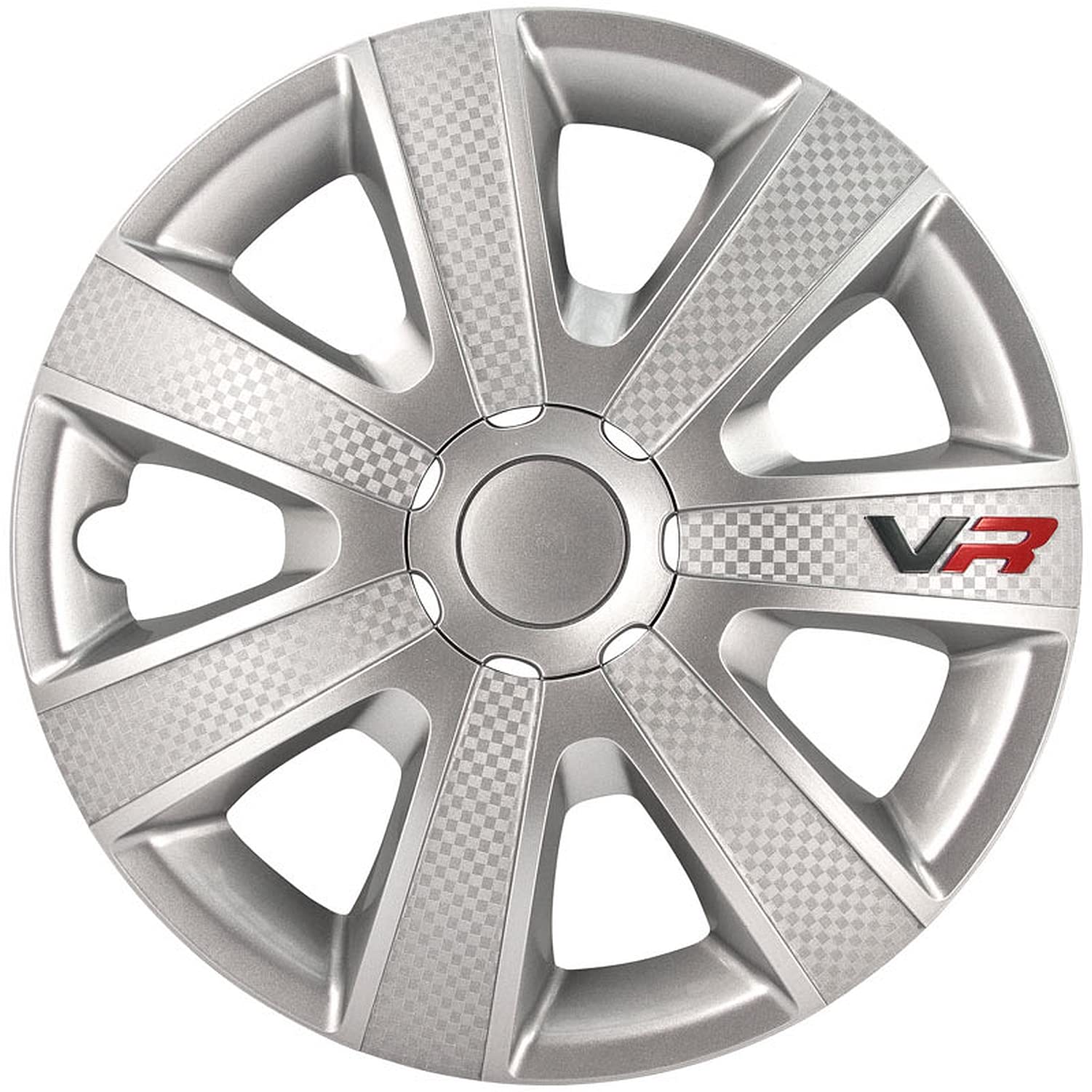 AUTO-STYLE Satz Radzierblenden VR 15-Zoll Silber/Karbon-Look/Logo von AUTO-STYLE