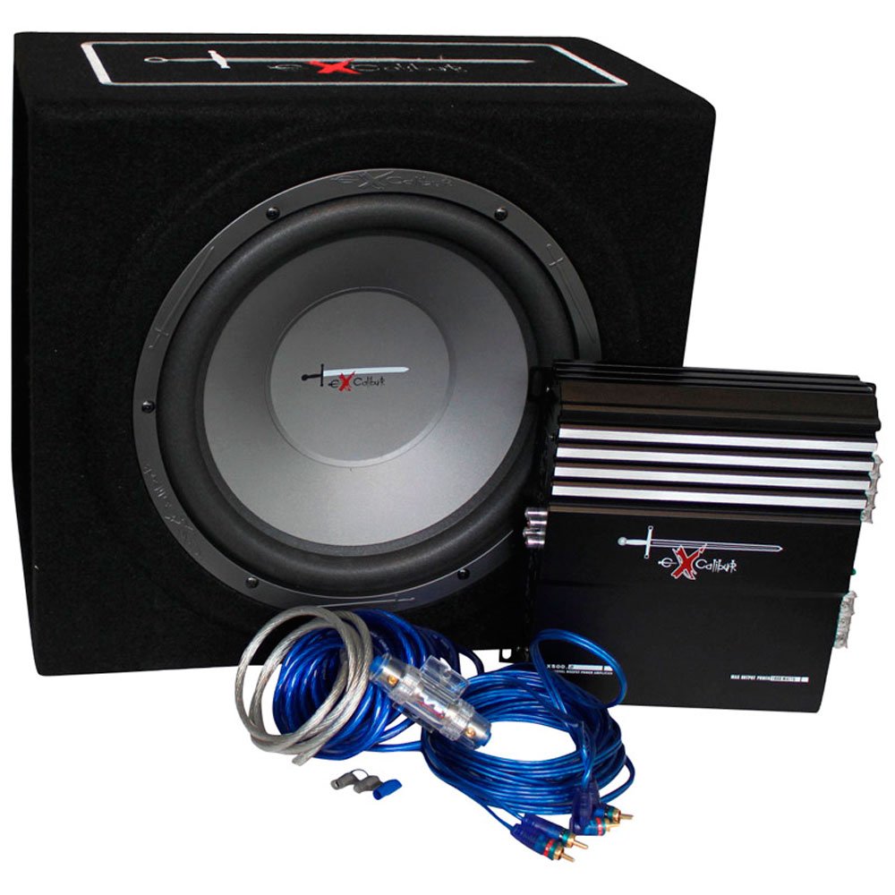 AutoStyle Excalibur X.3 Extreme Reflex-Bass-Boxen-Set, 30,5 cm, mit 1000 W Verstärker, Kabelset und Subwoofer-Gehäuse, schwarz/blau von Autostyle
