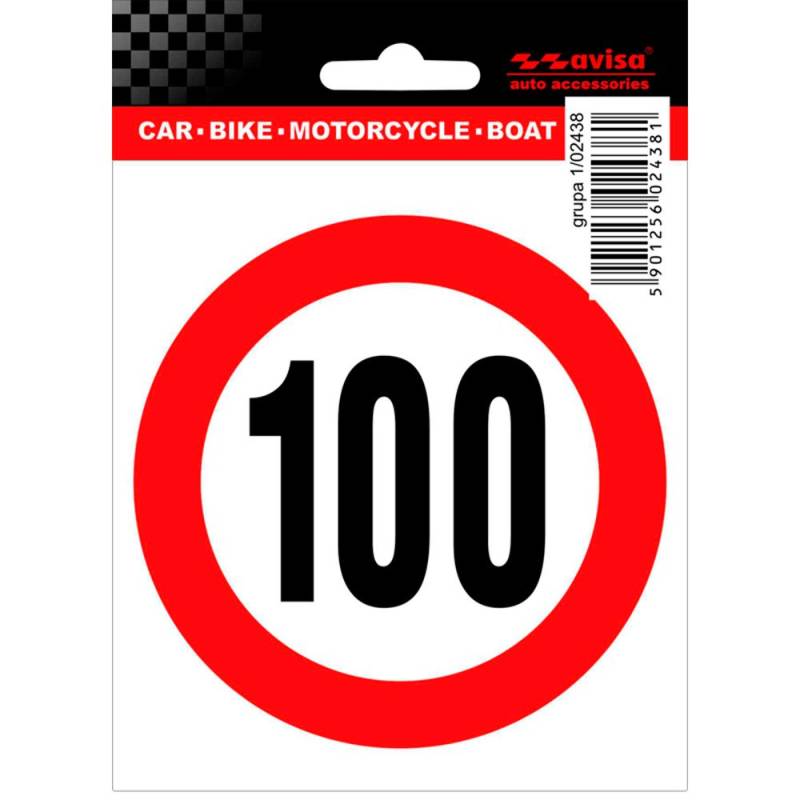 Avisa Auto Tattoo Aufkleber Speed Limit 100km - 9,5x10cm, Rot von Avisa