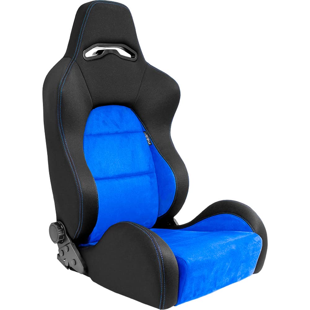 AUTO-STYLE Sportsitze 'Eco Soft' - Schwarz/Blau - Doppelseitig Verstellbare Rückenlehne - inkl. Laufschienen von AUTO-STYLE