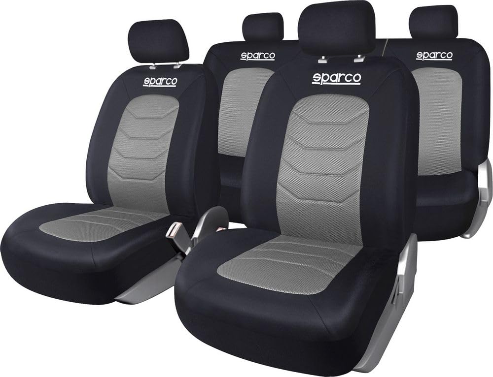Sparco Sitzbezüge Sparco Schwarz / Grau (11-Teilig) (also kompatibel mit Side-Airbags) von Sparco