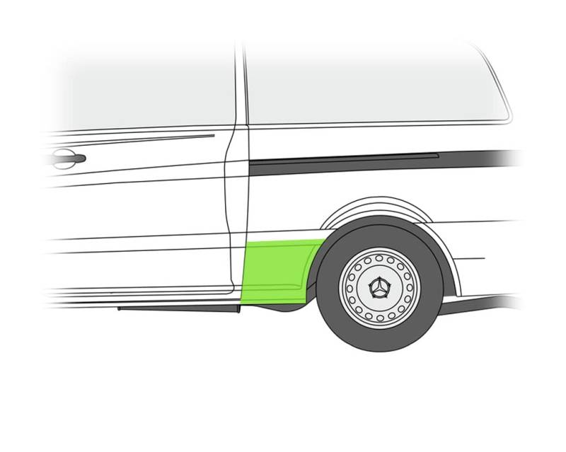 Radlauf Seitenwand Reparaturblech Hinten Links Kompatibel mit Mercedes Viano W639 Vito/Mixto 2003-2010 von Autoteile Gocht von Autoteile Gocht