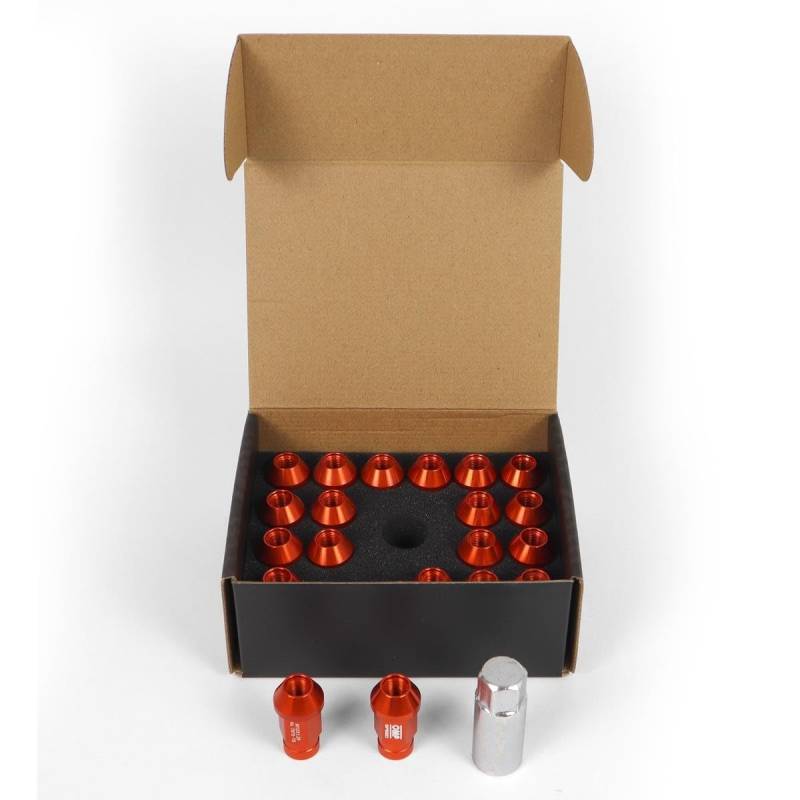 OMP SPEED Set 20 Radmuttern mit metrischem M12X1.25 19 Langer Gewindeschlüssel aus 40MM Orange Farbe Aluminium 7075 von OMP