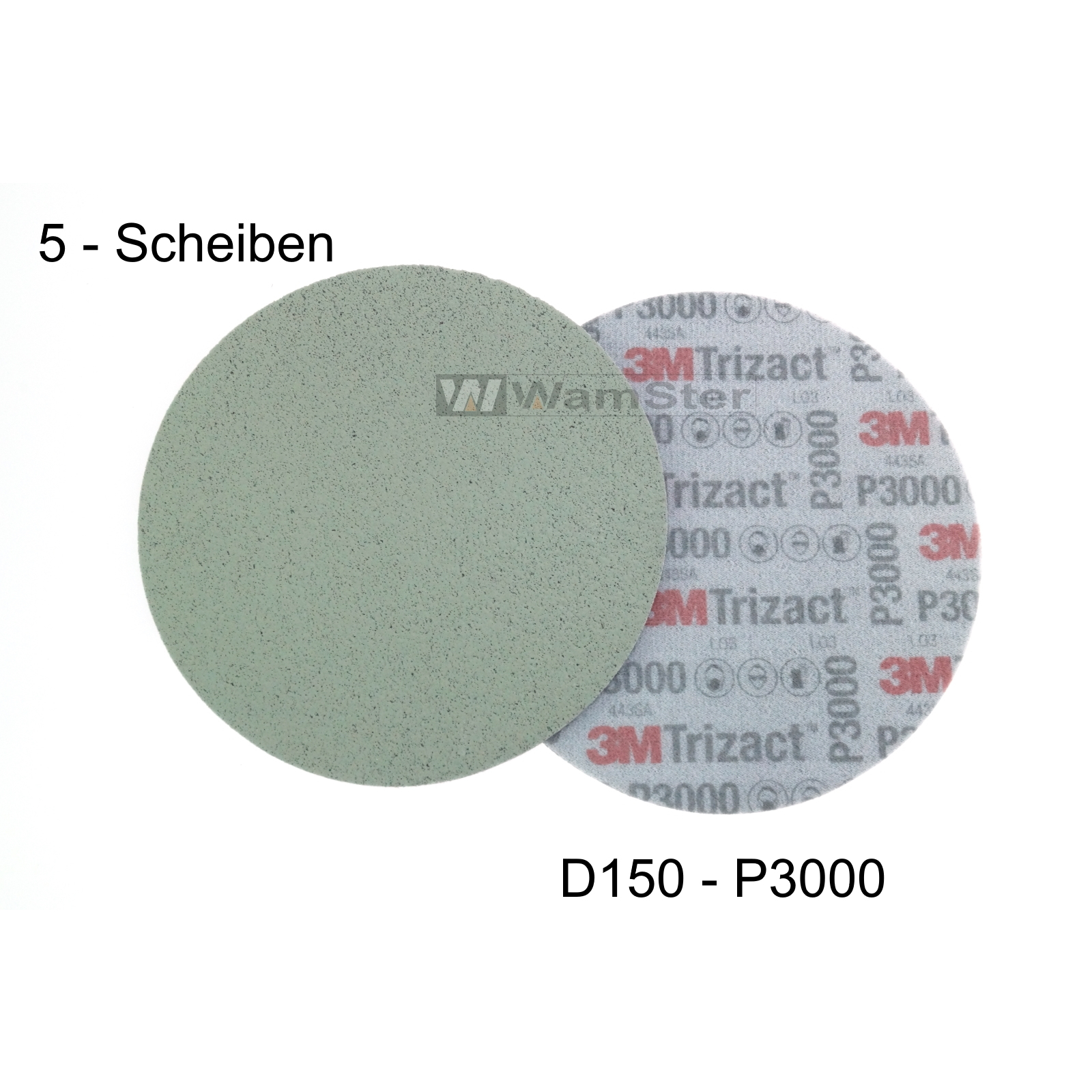 5 x 3M Hookit® Trizact® d150 mm - P3000 - Feinschleifscheibe 50414