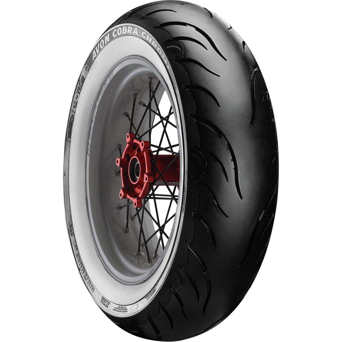 AVON COBRA CHROME WHITE WALL 100/90 - 19 M/C TL 57V WSW FRONT AVON COBRA CHROME WHITE WALL 100/90 - 19 M/C TL 57V WSW FRONT