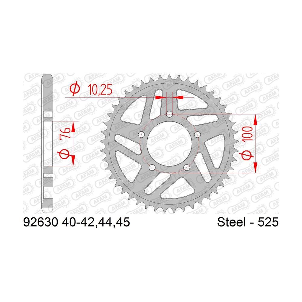 Afam chain wheel Afam 525 44Z steel silver
