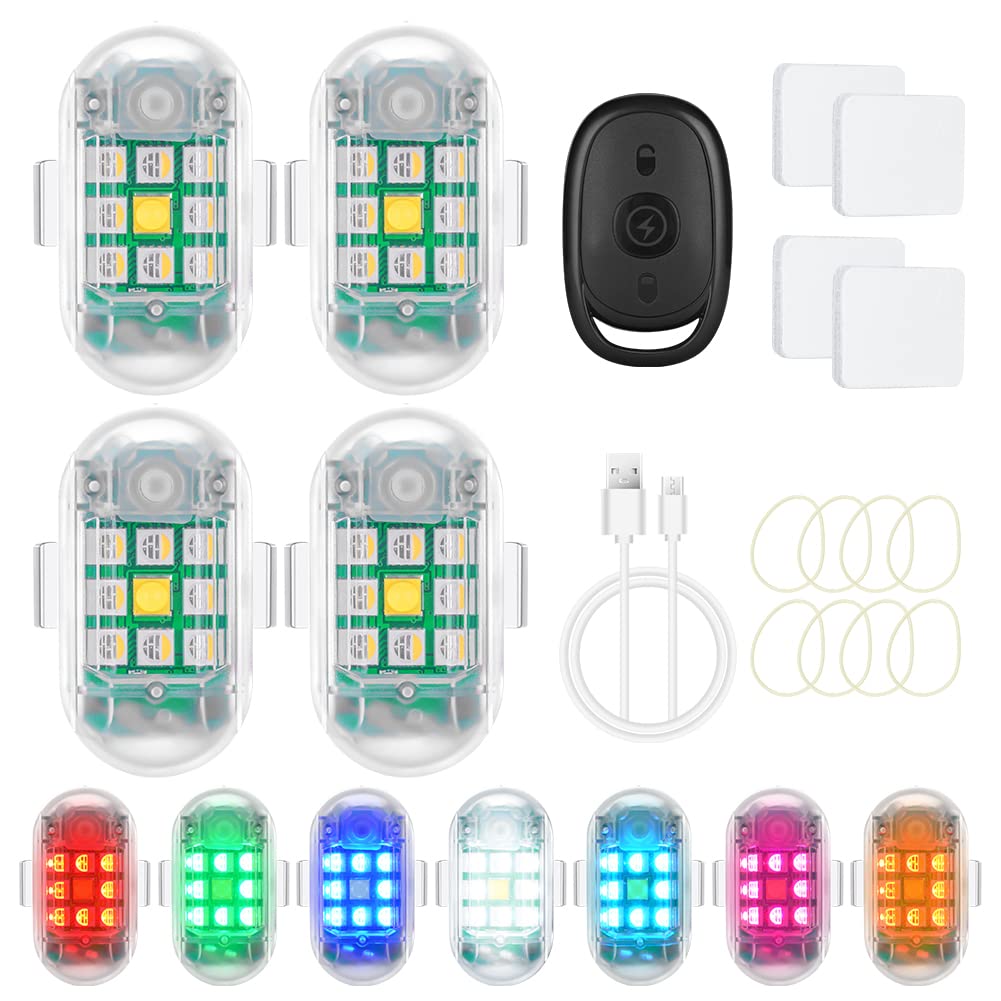 Ainiv 4 Stück Strobe Drone Light, 7 Farben Led Aircraft Strobe Lights & USB Charging Blitzlichter Drone Night Light, Wasserdich Led Strobe Drone, Antikollisionsbeleuchtung Nachtflug Signallichter Ainiv 4 Stück Strobe Drone Light, 7 Farben Led Aircraft Strobe Lights & USB Charging Blitzlichter Drone Night Light, Wasserdich Led Strobe Drone, Antikollisionsbeleuchtung Nachtflug Signallichter von Ainiv