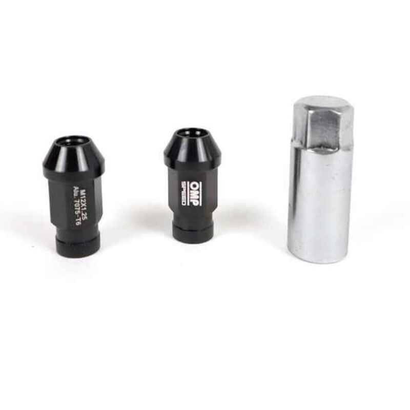 Omp SpeedSET 20 RADMUTTERN M12X1.5 SCHLÜSSEL 19 L: 40MM SCHWARZ FARBE ALUMINIUM 7075 von OMP