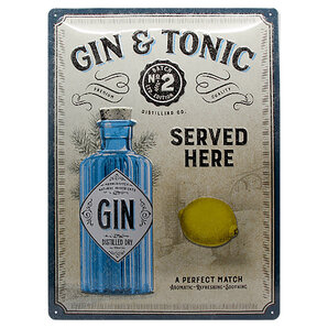 Retro Blechschild Gin & Tonic Served Here Maße: 30x40cm Nostalgic Art von Nostalgic Art