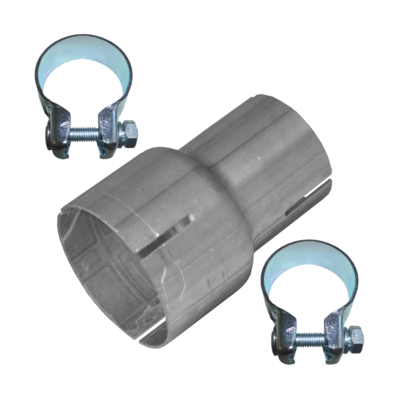 Rohr Reduzierstück 45mm auf 60mm Auspuff Adapter Bandstahl Schellen