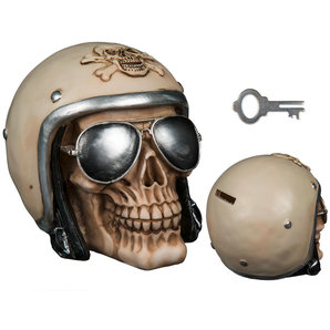 Spardose Totenkopf mit Motorradhelm ZZZ-kein Hersteller von ZZZ-kein Hersteller