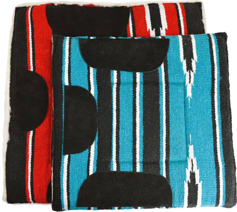 WESTRIDE Gepolsterte Navajo Satteldecke, Pony, ca. 60 x 60 cm, rot/schwarz/weiß von WESTRIDE