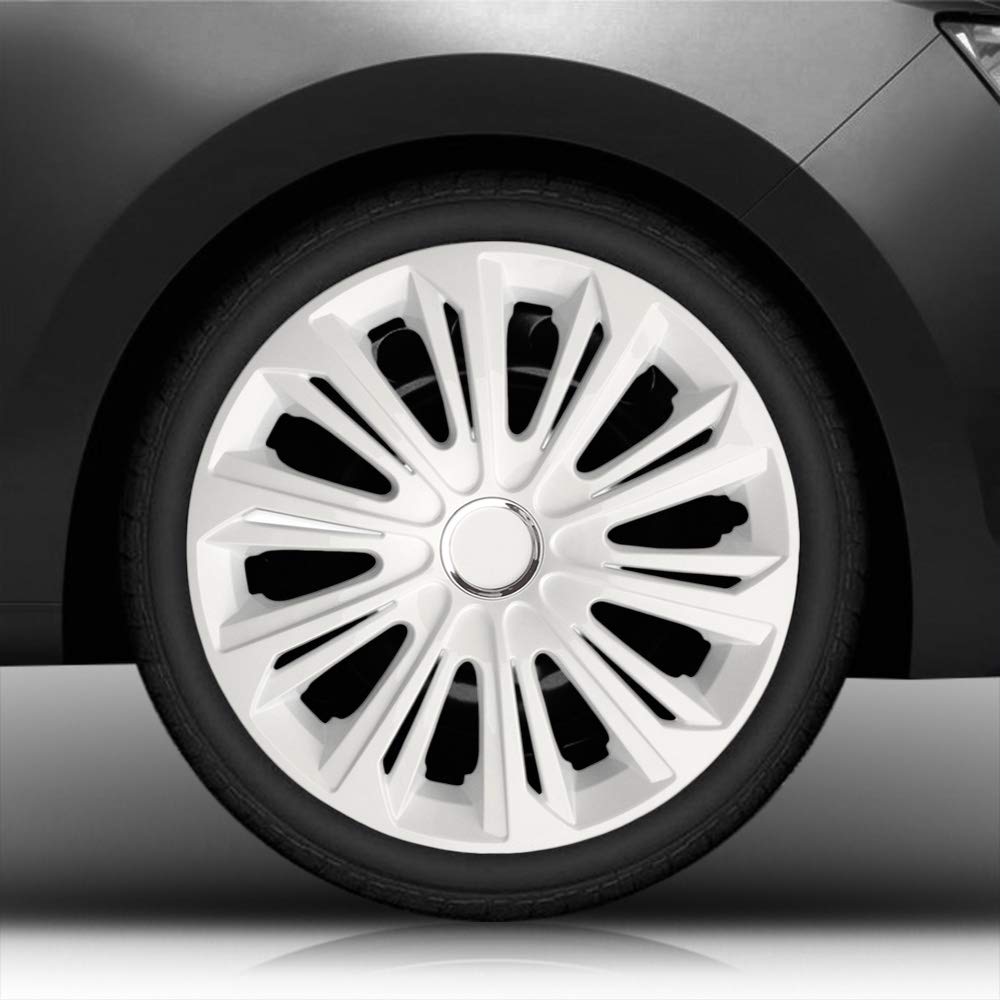 15" 15 Zoll Radkappen/Radzierblenden 006 Weiss (Farbe Weiß), passend für Fast alle Fahrzeugtypen (universal) von Autoteppich Stylers