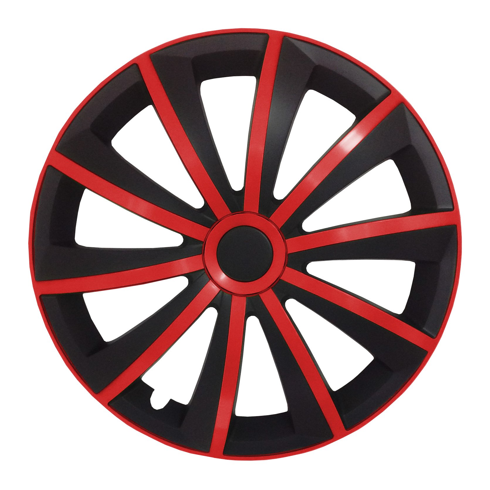 (Größe wählbar) 14 Zoll Radkappen/Radzierblenden GRAL MATT Schwarz/Rot passend für Fast alle Fahrzeugtypen – universal von Autoteppich Stylers