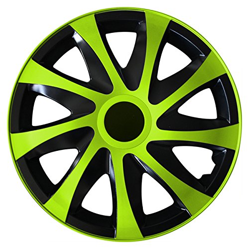(Größe wählbar) 14 Zoll Radkappen/Radzierblenden Draco Bicolor (Schwarz-Grün) passend für Fast alle Fahrzeugtypen – universal von Autoteppich Stylers