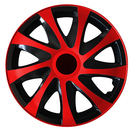 (Größe wählbar) 14 Zoll Radkappen/Radzierblenden Draco Bicolor (Schwarz-Rot) passend für Fast alle Fahrzeugtypen – universal von Autoteppich Stylers