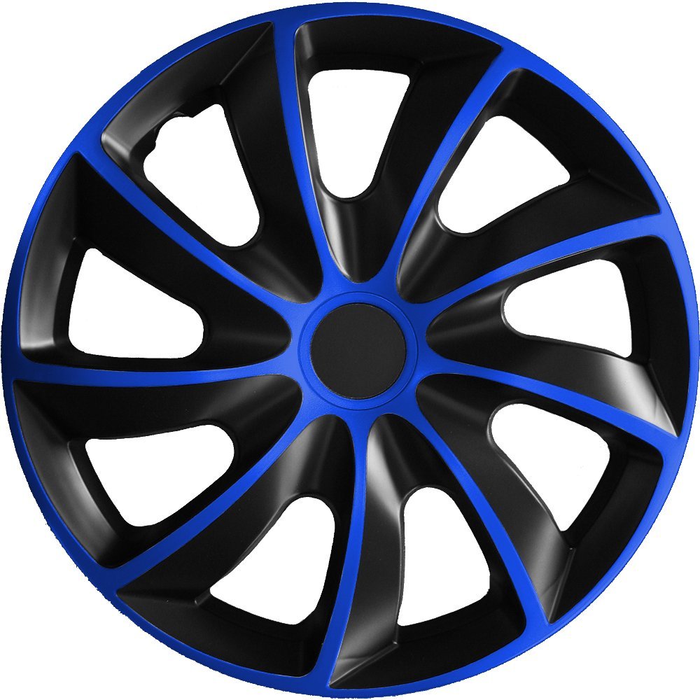 (Verschiedene Größen) 13 Zoll Radkappe/Radzierblende 1 Stück Quad Bicolor (Schwarz-Blau) passend für Fast alle Fahrzeugtypen – universal von Autoteppich Stylers