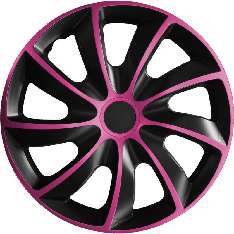 (Verschiedene Größen) 14 Zoll Radkappe/Radzierblende 1 Stück Quad Bicolor (Schwarz-Pink) passend für Fast alle Fahrzeugtypen – universal von Autoteppich Stylers