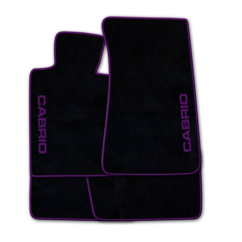 Autoteppich Stylers ATSQ100-CAB002828 Passgenaue Fußmatten in schwarz mit Druck Cabrio seitlich und Rand in Violett von Autoteppich Stylers