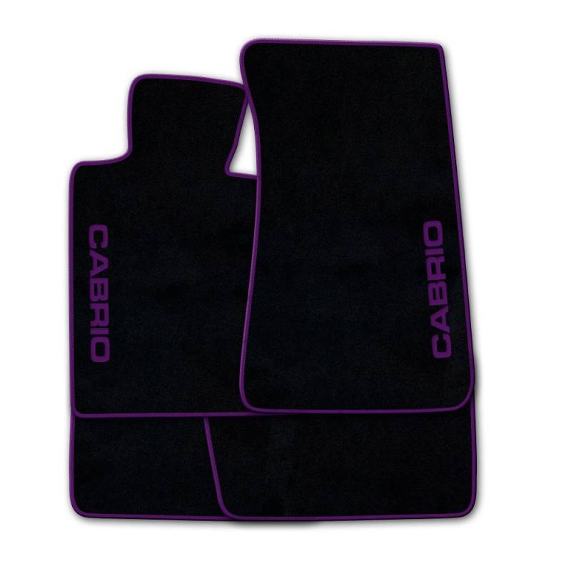 Autoteppich Stylers ATSQ100-CAB002858 Passgenaue Fußmatten in schwarz mit Druck Cabrio seitlich und Rand in Violett von Autoteppich Stylers