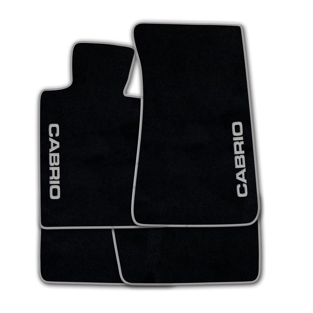 Autoteppich Stylers ATSQ100-CAB002867 Passgenaue Fußmatten in schwarz mit Druck Cabrio seitlich und Rand in Silbergrau von Autoteppich Stylers